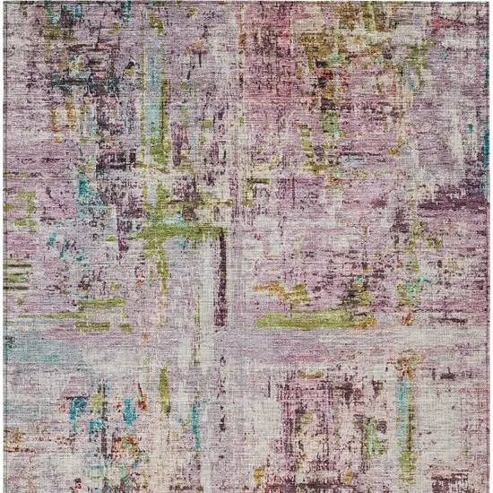 Lavender Green And Blue Abstract Washable Indoor Outdoor Area Rug Photo 8