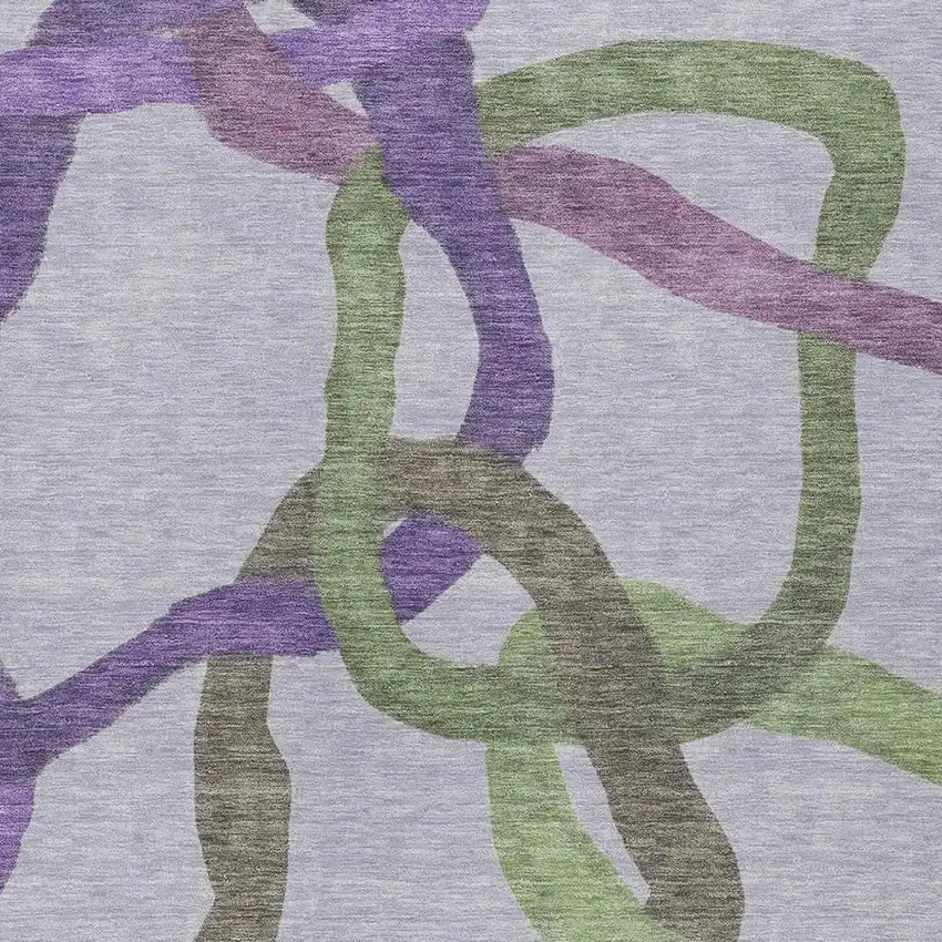 Lavender Green And Brown Abstract Washable Indoor Outdoor Area Rug Photo 2