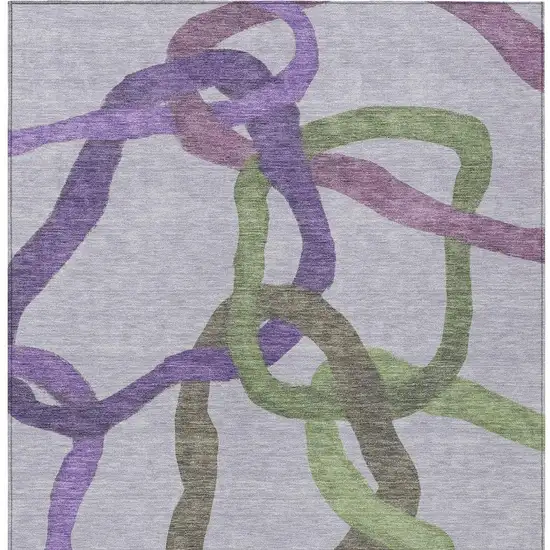 Lavender Green And Brown Abstract Washable Indoor Outdoor Area Rug Photo 3