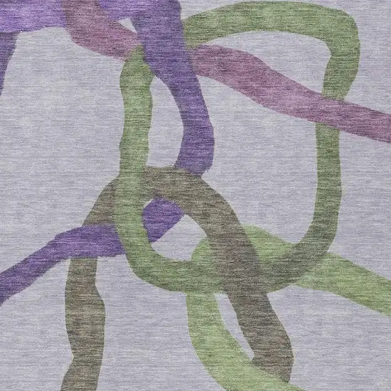 Lavender Green And Brown Abstract Washable Indoor Outdoor Area Rug Photo 2