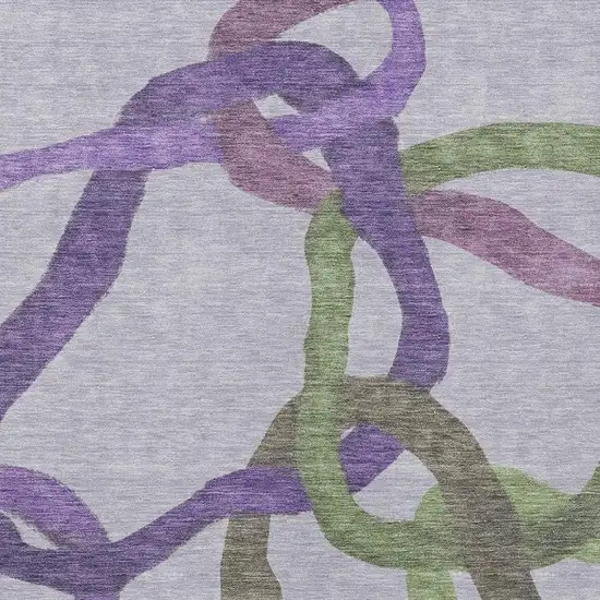 Lavender Green And Brown Abstract Washable Indoor Outdoor Area Rug Photo 2