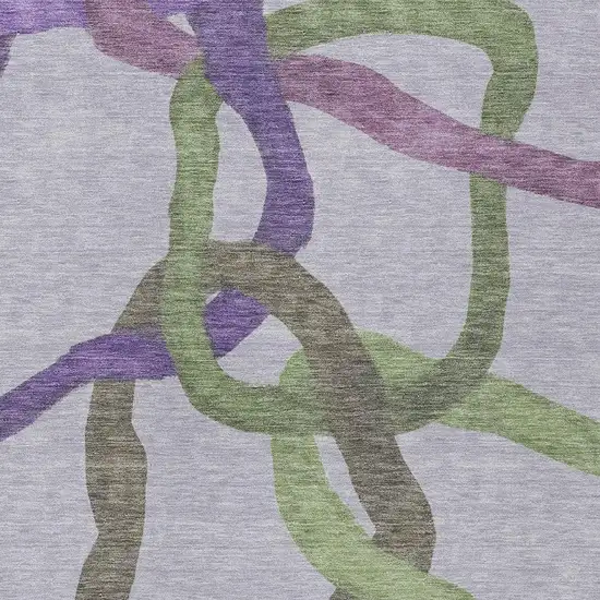 Lavender Green And Brown Abstract Washable Indoor Outdoor Area Rug Photo 2