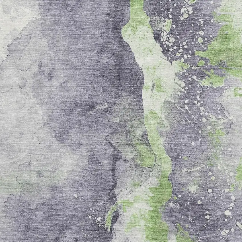 Lavender Green And Ivory Abstract Washable Area Rug With UV Protection Photo 2