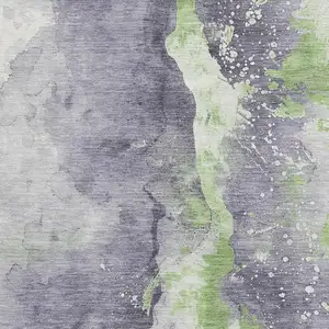 Photo of Lavender Green And Ivory Abstract Washable Area Rug With UV Protection