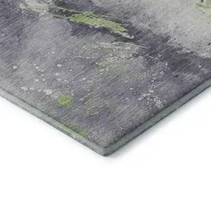 Photo of Lavender Green And Ivory Abstract Washable Area Rug With UV Protection