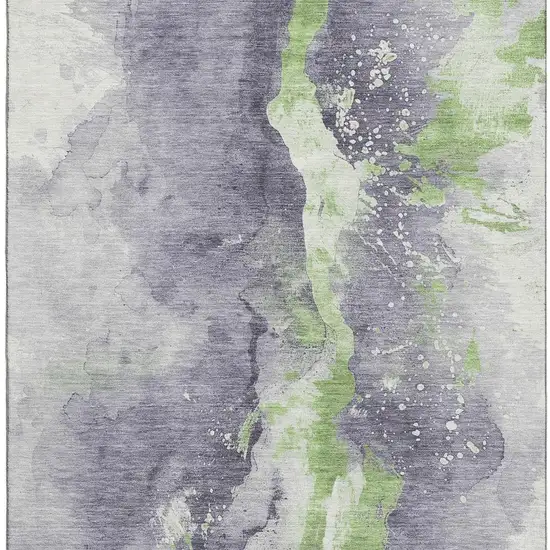 Lavender Green And Ivory Abstract Washable Area Rug With UV Protection Photo 3