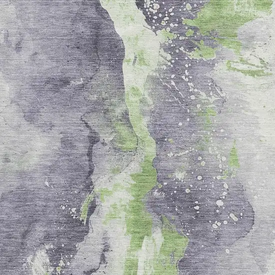 Lavender Green And Ivory Abstract Washable Area Rug With UV Protection Photo 2