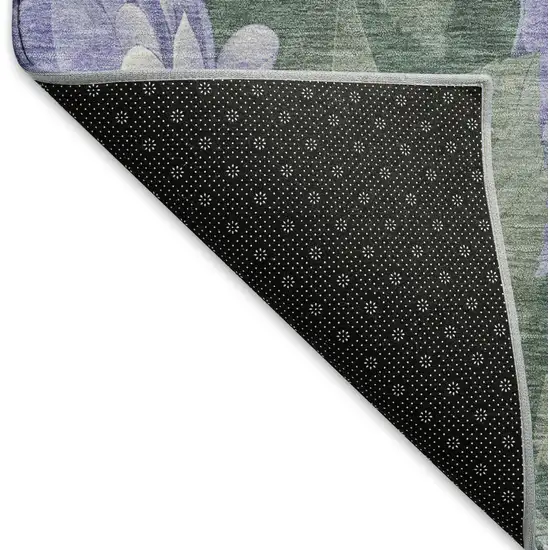Lavender Green And Ivory Floral Washable Area Rug With UV Protection Photo 6