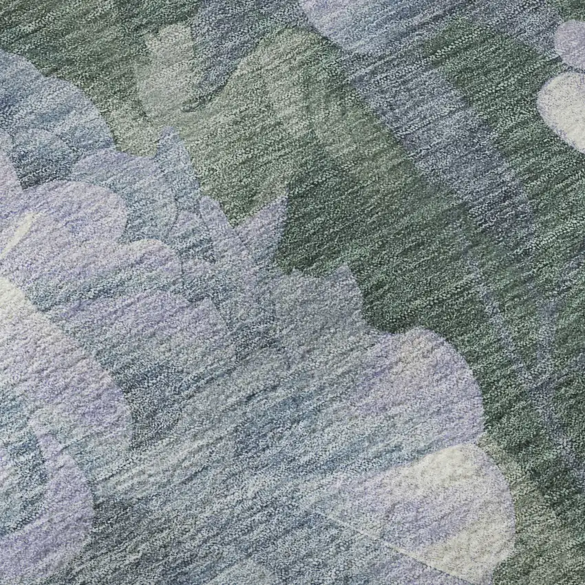 Lavender Green And Ivory Floral Washable Area Rug With UV Protection Photo 9