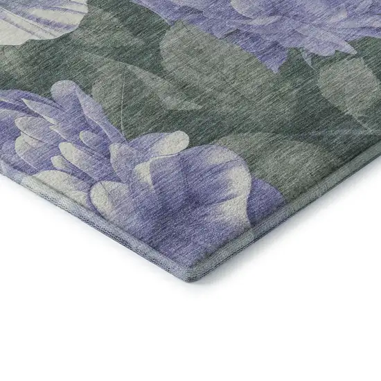 Lavender Green And Ivory Floral Washable Area Rug With UV Protection Photo 7