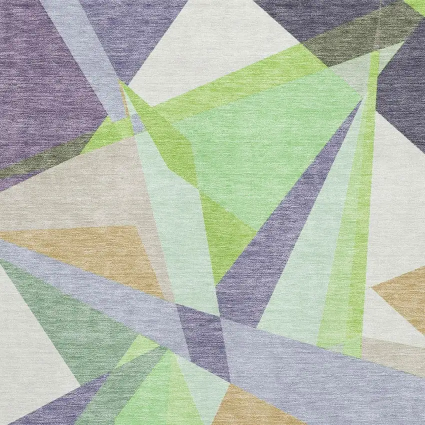 Lavender Green And Ivory Geometric Washable Area Rug With UV Protection Photo 2