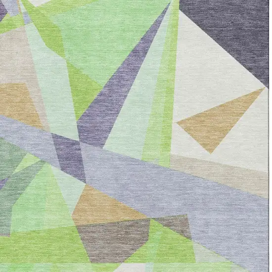 Lavender Green And Ivory Geometric Washable Area Rug With UV Protection Photo 2