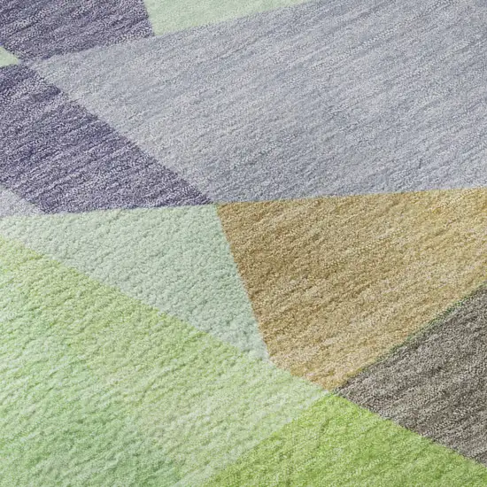 Lavender Green And Ivory Geometric Washable Area Rug With UV Protection Photo 9