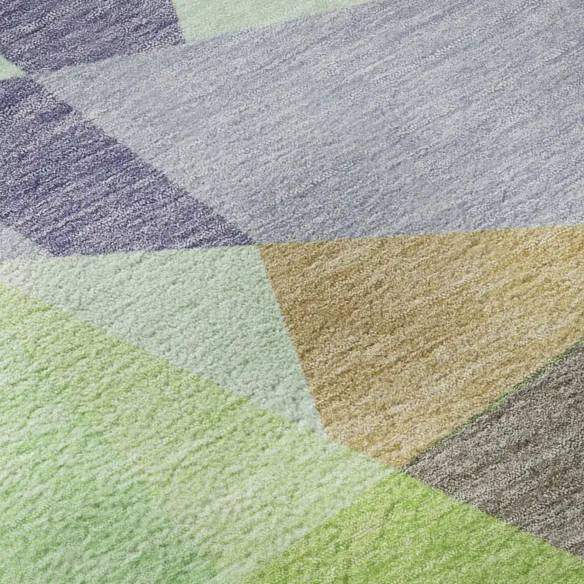 Lavender Green And Ivory Geometric Washable Area Rug With UV Protection Photo 9