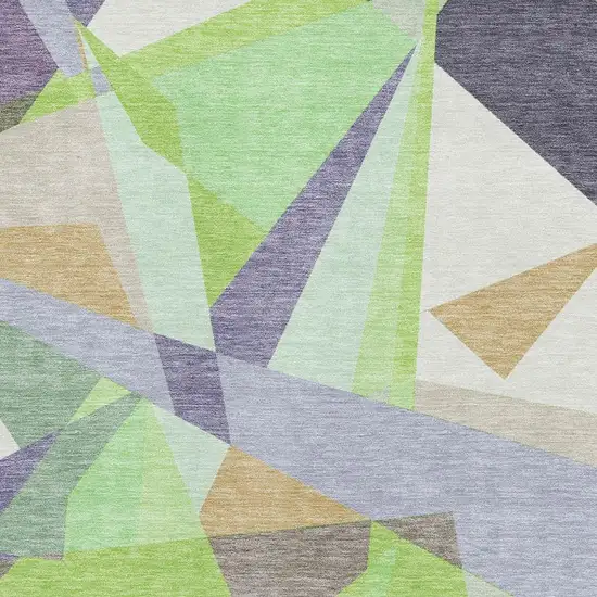 Lavender Green And Ivory Geometric Washable Area Rug With UV Protection Photo 2