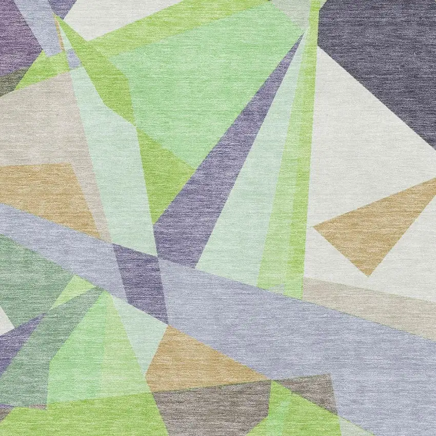 Lavender Green And Ivory Geometric Washable Area Rug With UV Protection Photo 2