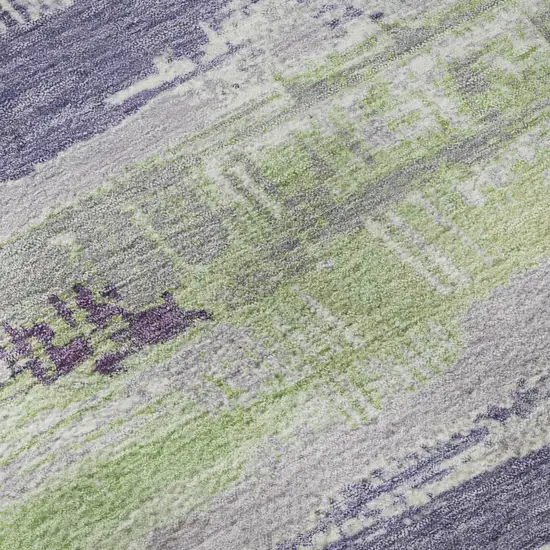 Lavender Green And Ivory Striped Washable Area Rug With UV Protection Photo 9