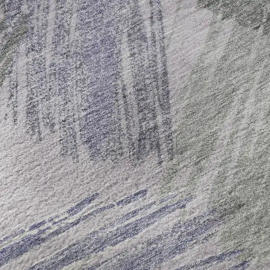 Lavender Green And Ivory Striped Washable Area Rug With UV Protection Photo 1