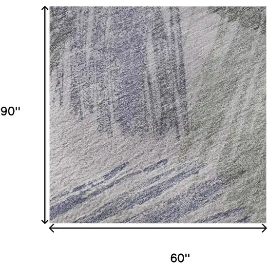 Lavender Green And Ivory Striped Washable Area Rug With UV Protection Photo 8