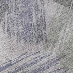 Photo of Lavender Green And Ivory Striped Washable Area Rug With UV Protection