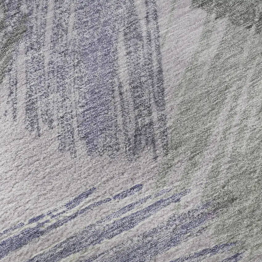 Lavender Green And Ivory Striped Washable Area Rug With UV Protection Photo 1