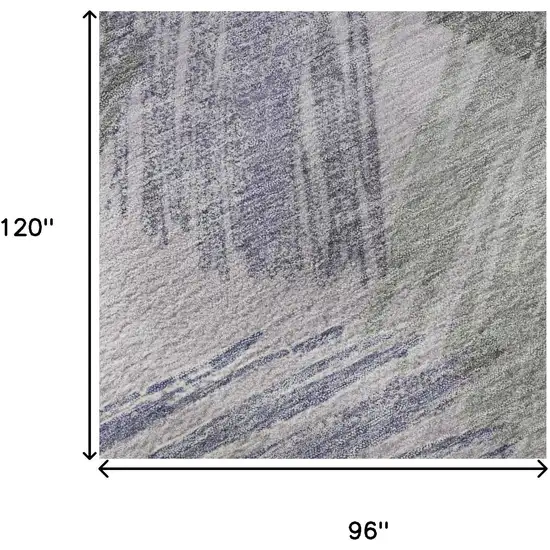 Lavender Green And Ivory Striped Washable Area Rug With UV Protection Photo 8