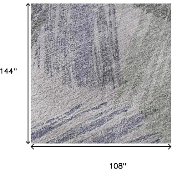 Lavender Green And Ivory Striped Washable Area Rug With UV Protection Photo 8