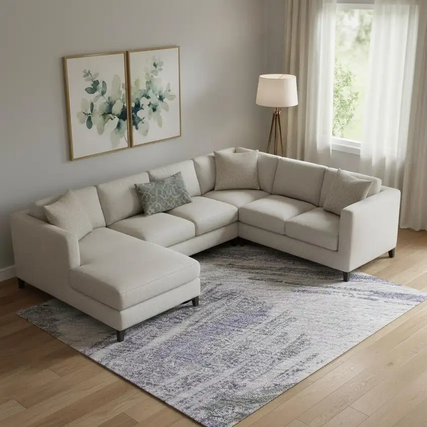 Lavender Green And Ivory Striped Washable Area Rug With UV Protection Photo 2