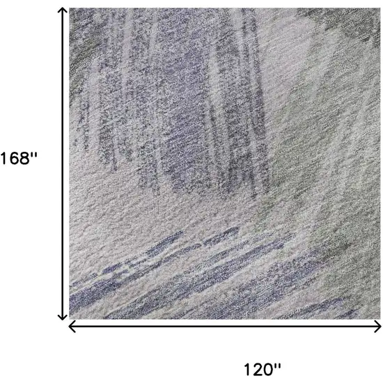 Lavender Green And Ivory Striped Washable Area Rug With UV Protection Photo 8