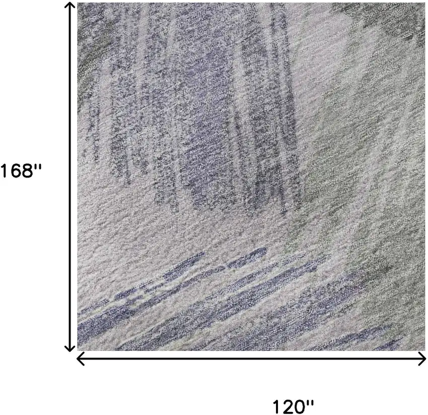 Lavender Green And Ivory Striped Washable Area Rug With UV Protection Photo 8