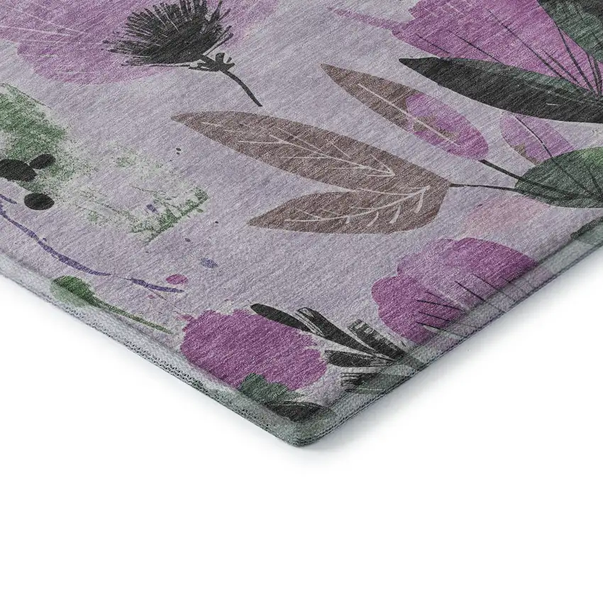 Lavender Green And Mauve Floral Washable Area Rug With UV Protection Photo 7