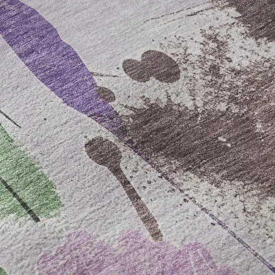 Lavender Green And Mauve Floral Washable Area Rug With UV Protection Photo 9