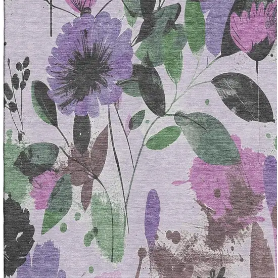 Lavender Green And Mauve Floral Washable Area Rug With UV Protection Photo 3