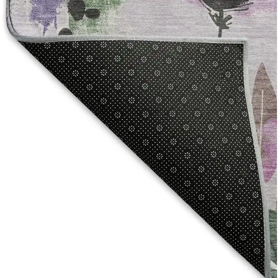 Lavender Green And Mauve Floral Washable Area Rug With UV Protection Photo 6