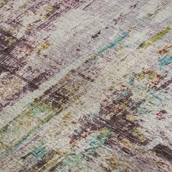 Lavender Green And Teal Abstract Washable Area Rug With UV Protection Photo 2