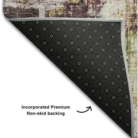 Lavender Green And Teal Abstract Washable Area Rug With UV Protection Photo 6