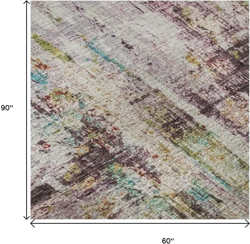 Lavender Green And Teal Abstract Washable Area Rug With UV Protection Photo 9