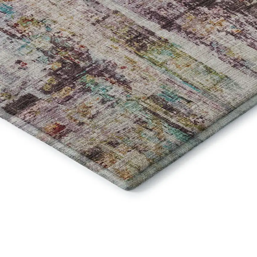 Lavender Green And Teal Abstract Washable Area Rug With UV Protection Photo 6