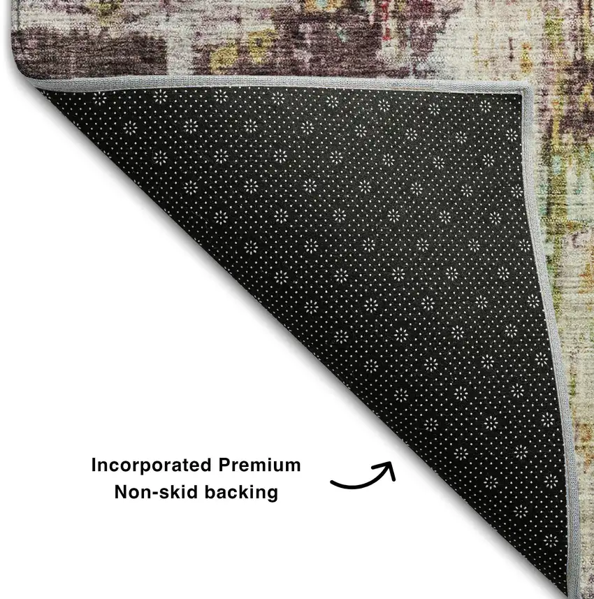 Lavender Green And Teal Abstract Washable Area Rug With UV Protection Photo 6