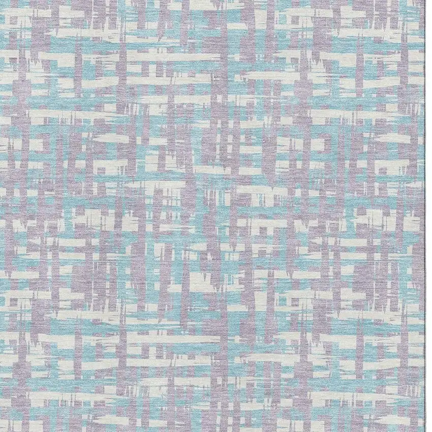 Lavender Ivory And Aqua Abstract Geometric Washable Area Rug With UV Protection Photo 2