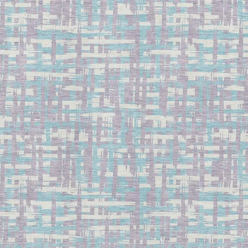 Lavender Ivory And Aqua Abstract Geometric Washable Area Rug With UV Protection Photo 2