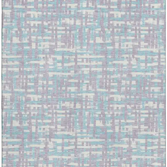 Lavender Ivory And Aqua Abstract Geometric Washable Area Rug With UV Protection Photo 3
