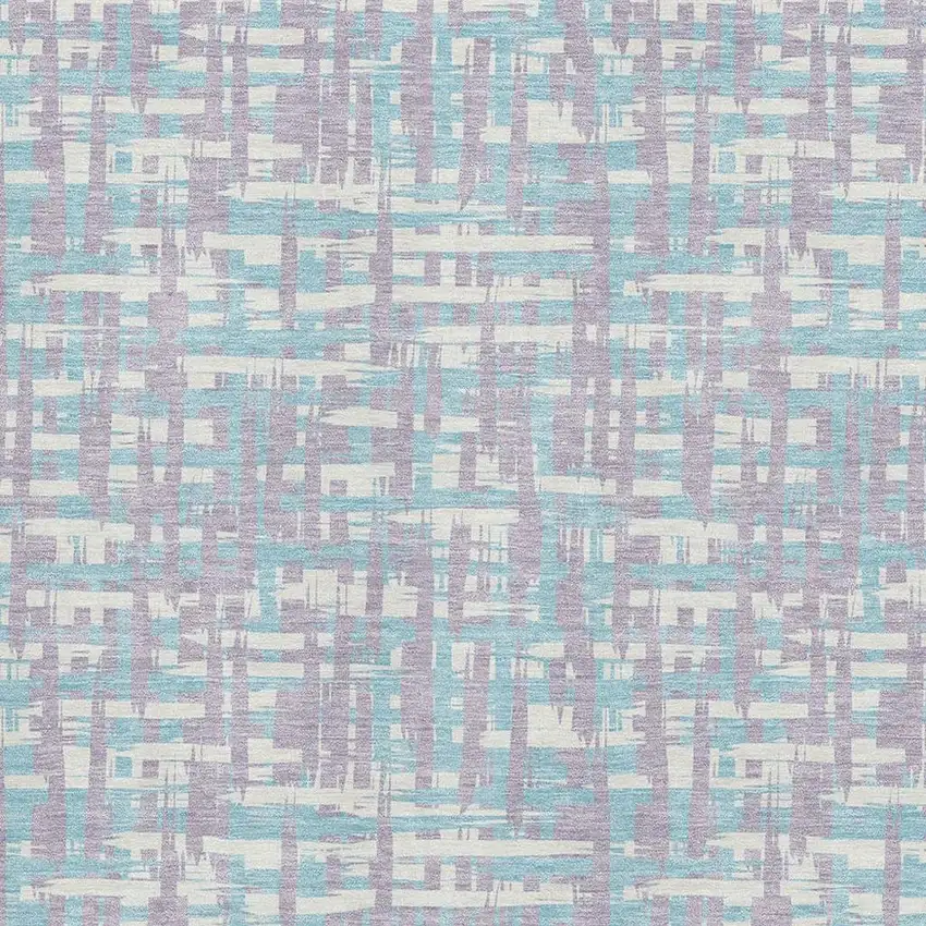 Lavender Ivory And Aqua Abstract Geometric Washable Area Rug With UV Protection Photo 2