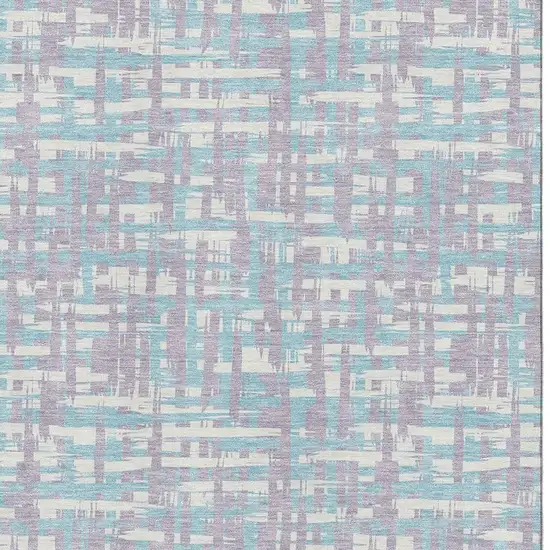 Lavender Ivory And Aqua Abstract Geometric Washable Area Rug With UV Protection Photo 2
