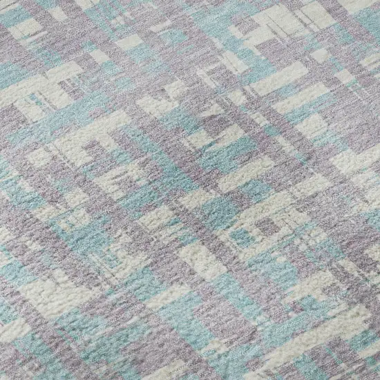 Lavender Ivory And Aqua Abstract Geometric Washable Area Rug With UV Protection Photo 9