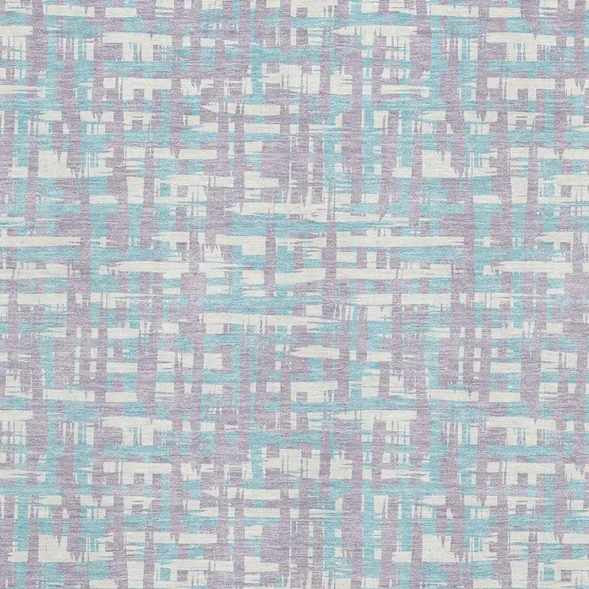 Lavender Ivory And Aqua Abstract Geometric Washable Area Rug With UV Protection Photo 2