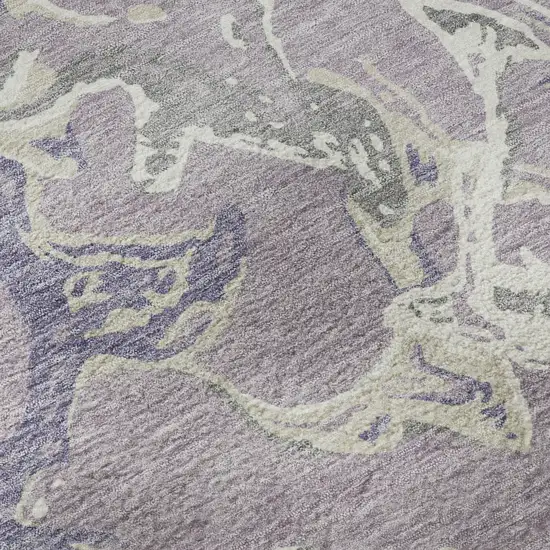 Lavender Ivory And Beige Abstract Washable Area Rug With UV Protection Photo 9