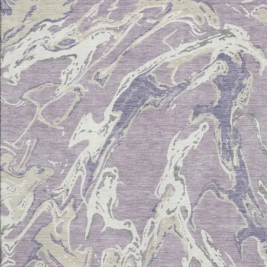 Lavender Ivory And Beige Abstract Washable Area Rug With UV Protection Photo 2
