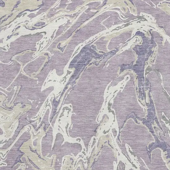 Lavender Ivory And Beige Abstract Washable Area Rug With UV Protection Photo 2