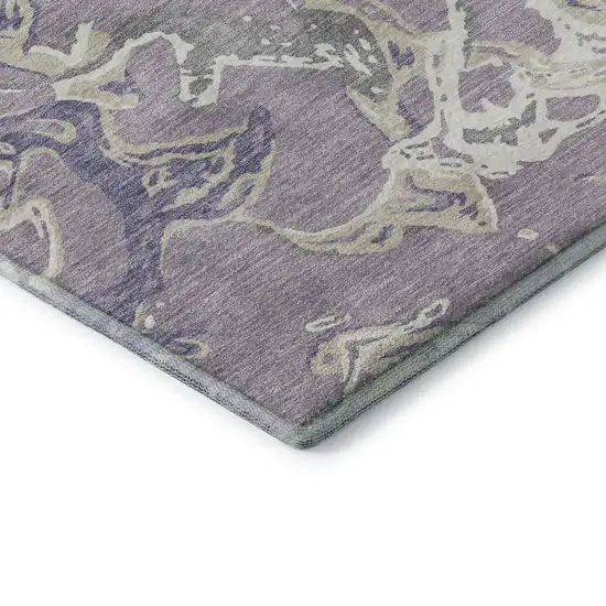 Lavender Ivory And Beige Abstract Washable Area Rug With UV Protection Photo 7